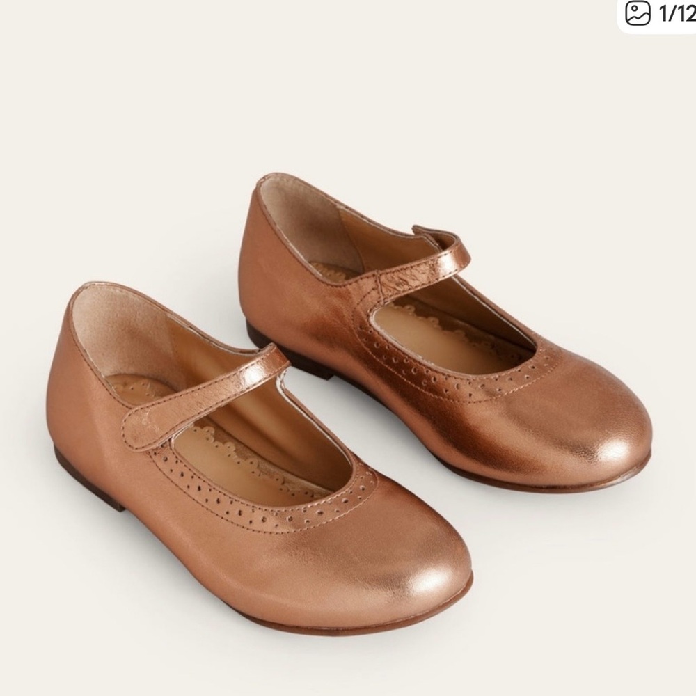 Mini Boden Metallic Copper Mary Jane Flats for Kids